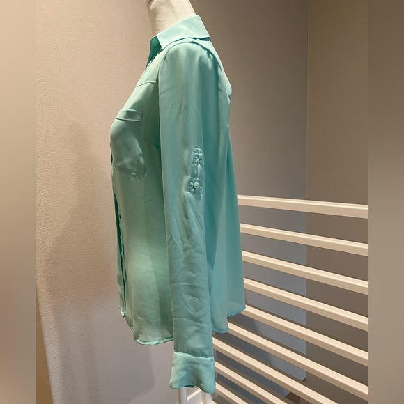 Express Portofino Shirt with Convertible Sleeves, green, XS - Picture 3 of 7